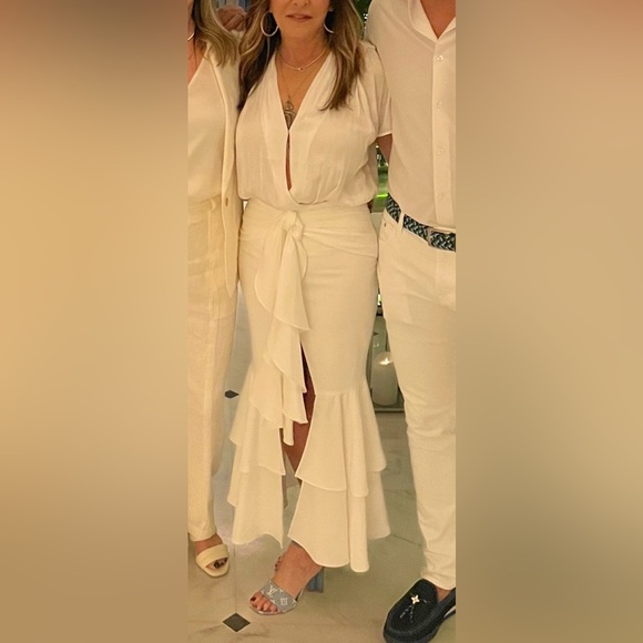 Pat Bo White Ruffle Skirt - Picture 1 of 7